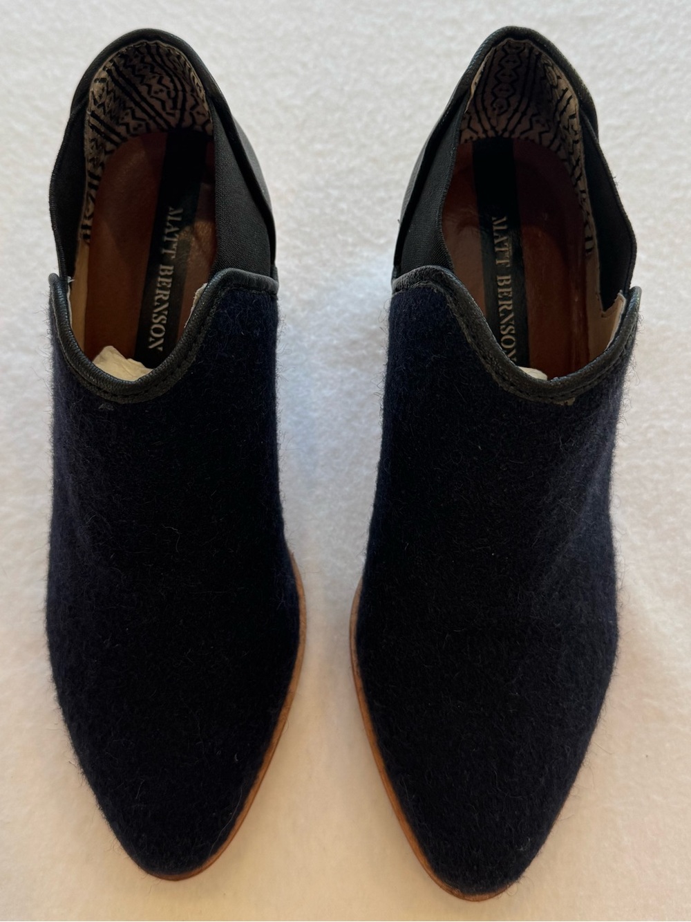 Anthropologie Matt Bernson Black Wool/Leather Ankle Booties Sz 7.5
